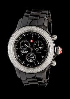 A Stainless Steel, Ceramic and Diamond Chronograph Jetway Wristwatch, Michelle,
