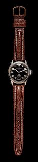 * A German Army WWII Steel Wristwatch, Record Watch Co.