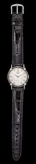 A 14 Karat White Gold and Diamond Wristwatch, Longines, Circa 1952,