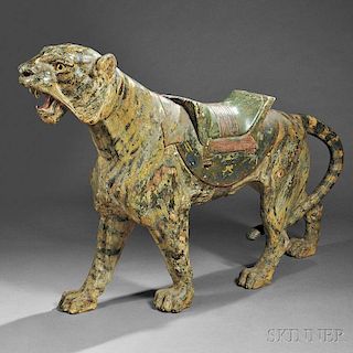 Carved and Painted Tiger Carousel Menagerie Figure