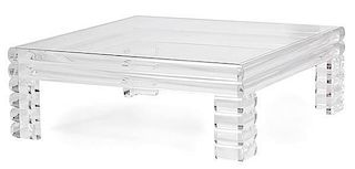 Lucite Glass-Top Coffee Table 