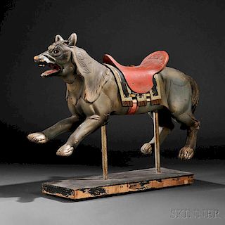 Carved and Painted Wolf Carousel Figure