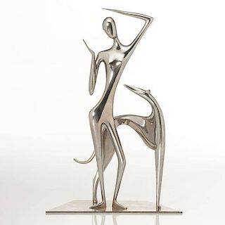 Karl Hagenauer Art Deco Sculpture of a Standing Figure With Dog 