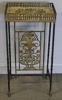 Oscar Bach Style Patinated & Gilt Iron Stand with