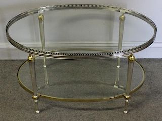 Midcentury Glass and Steel 2 Tier Coffee Table.