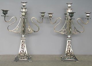 SILVERPLATE. Pair of Forbes Silverplate Candelabra