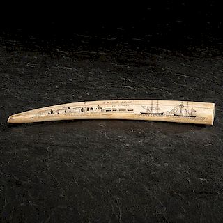 Joe Austin Kakarook (Inuit, 19th/20th century) Carved Walrus Tusk 