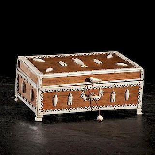 Greenland Inuit Decorated Wood Trinket Box 