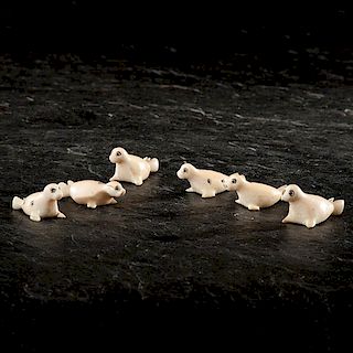 Alaskan Eskimo Carved Walrus Ivory Buttons 