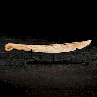 Alaskan Eskimo Carved Walrus Ivory Story Knife 