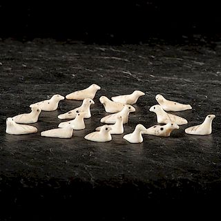 Alaskan Eskimo Carved Walrus Ivory Gambling Pieces 
