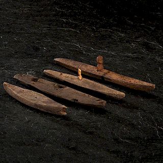Alaskan Eskimo Child's Carved Wood Model Kayaks 