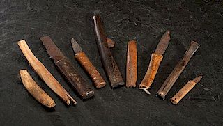 Alaskan Eskimo Bone Handled Straight and Crooked Knives 