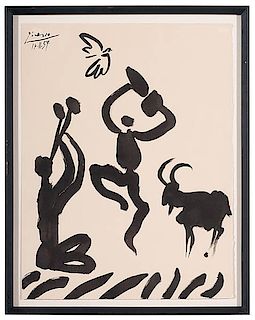 Flute Player Lithograph by Picasso 