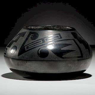 Tonita (1892-1945) and Juan (1896-1990) Roybal San Ildefonso Blackware Pottery Jar From the Collection of John O. Behnken, Georgia 