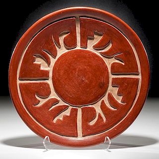 Margaret Tafoya (Santa Clara, 1904-2001) Redware Carved Plate From the Collection of John O. Behnken, Georgia 