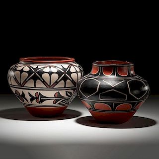 Robert Tenorio (Kewa [Santo Domingo], b. 1950) Pictorial Pottery Jars 