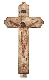 Mexican Painted Wood Crucifixes 