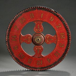 Red- and Gilt-painted Wood Game of Chance