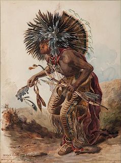 After Karl Bodmer (Swiss, 1809-1893) Watercolor on Paper  