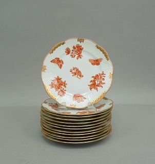 (12) Herend Fortuna 519 VBOH Luncheon Plates.