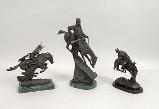 (3) Remington Reproduction Small Bronze Sculptures.