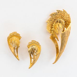 14kt Gold Brooch and Earclips