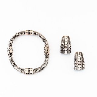 John Hardy Sterling Silver Bracelet and Earrings Set