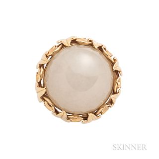 Ming's 14kt Gold and White Jade Ring