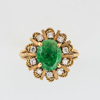 18kt Gold, Hardstone, and Diamond Ring