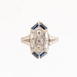 Art Deco White Gold and Diamond Ring