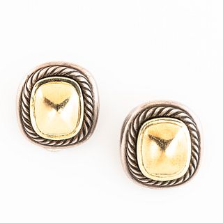 David Yurman 14kt Gold and Sterling Silver "Albion" Earclips