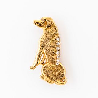 14kt Gold and Diamond Dog Pin