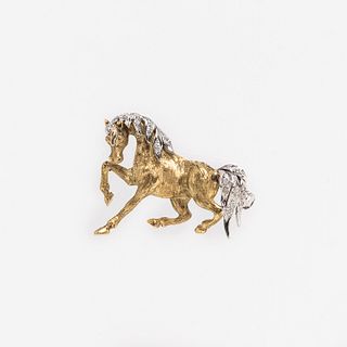 18kt Gold and Diamond Horse Pin