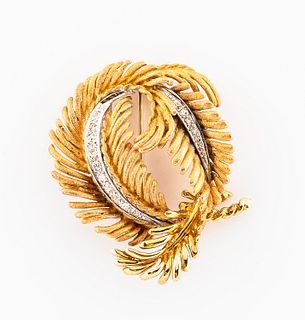 14kt Gold and Diamond Brooch