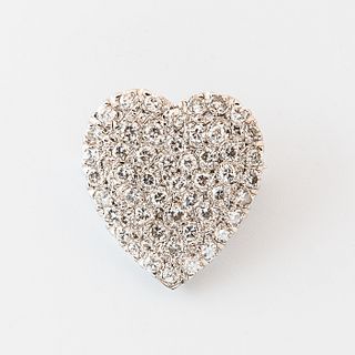 White Gold and Diamond Heart Pendant/Brooch