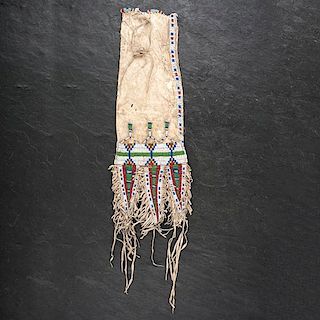 Sioux Beaded Hide Tobacco Bag 