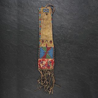 Central Plains Beaded Hide Tobacco Bag From the Collection of John O. Behnken, Georgia 
