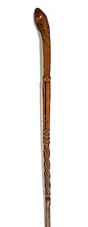 Western Great Lakes Polychrome Wood Cane with Puzzle Stem From the Collection of Jim Ritchie (1938 - 2015), Toledo, Ohio  