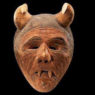 Will West Long (Cherokee, 1870-1947) Wood Mask From the Collection of Jim Ritchie (1938 - 2015), Toledo, Ohio 