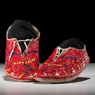 Sioux Quilled Hide Moccasins From the Collection of Jim Ritchie (1938 - 2015), Toledo, Ohio 