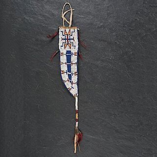 Northern Plains Beaded Hide Knife Sheath from a Minnesota Collection 