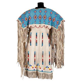 Cheyenne Beaded Hide Dress with Leggings and Moccasins 
