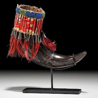 Sioux Beaded and Quilled Buffalo Horn Cup 