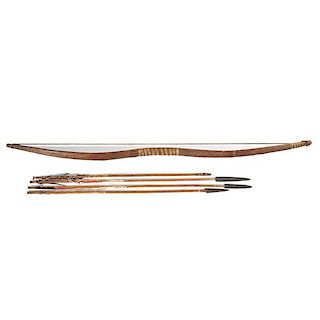 Plains Recurve Sinew-Backed Bow with Arrows 