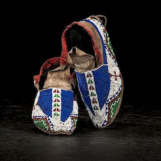 Sioux Beaded Hide Moccasins from the William H. Jensen Collection (ca 1887-1979), Minnesota 