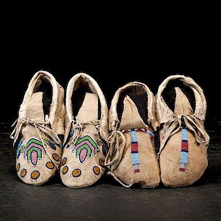Northern Plains and Plateau Beaded Hide Moccasins 