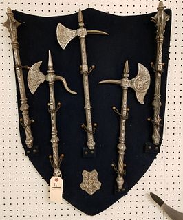 COSTUME ARMOUR INC. MOUNTED METAL WEAPONS 31" X 24"