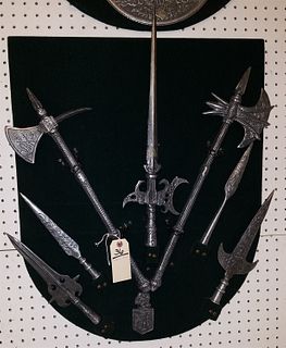 COSTUME ARMOUR INC. MOUNTED METAL WEAPONS 30" X 24"
