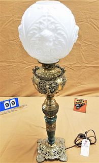 BRASS & MARBLE OIL LAMP 33"-ELECT
